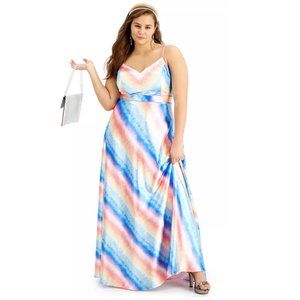 Size 16 Plus Size Ombré Rainbow Stripe Gown